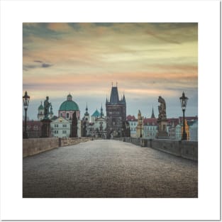 Winter Sunrise in Prague - Charles Bridge Posters and Art